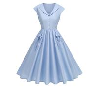 Vestido vintage retro año 1950 para mujer Audrey Hepburn Pin-Up Rockabilly Swing de lunares 3/4 manga elegante y elegante Hepburn en la rodilla con tirantes elegantes para boda fiesta fiesta cóctel