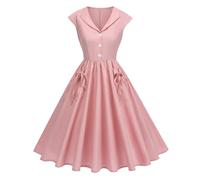 Vestido vintage retro año 1950 para mujer Audrey Hepburn Pin-Up Rockabilly Swing de lunares 3/4 manga elegante y elegante Hepburn en la rodilla con tirantes elegantes para boda fiesta fiesta cóctel