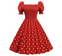 Vestido vintage rosa para mujer, verano medio largo, casual chic rockabilly años 50 60 Audrey Hepburn estilo vintage retro vestido punto vestidos acanalados lado lóbulo vestido moda vintage año 60 Pin