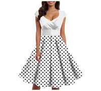 Vestido vintage sin mangas para mujer, diseño floral, fruncido, estilo rockabilly, de los años 50 y 60, acampanado, para cóctel, fiesta, vestido corto para iglesia, holgado, vintage, sin mangas
