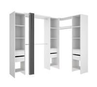 Vestidor abierto esquinero con cajones y cortinas tony - blanco