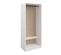 Vestidor abierto flexa de dormitorio en color roble jackson y blanco con 2 cajones 5 estantes 2 barras 166 cm