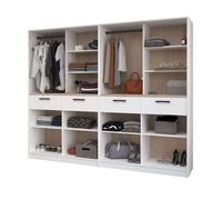 Miroytengo Vestidor Abierto Modular Flexa Dormitorio en Color Roble Jakson y Blanco Mate con 4 Cajones, 8 Estantes, 2 Barras Sin Cortinas 240x200 cm