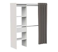 Miroytengo Vestidor Chicago Extensible Color Blanco 1 Cajón 2 Barras Armario Dormitorio Moderno 113-167X192 cm