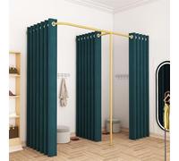Vestidor de tienda de ropa con cortina de tela de lino, protección de privacidad portátil, vestidor de pared, vestuario de esquina, probador para divisor de habitaciones, centro comercial, oficina