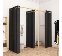 Vestidor de tienda de ropa con cortina de tela de lino, protección de privacidad portátil, vestidor de pared, vestuario de esquina, probador para divisor de habitaciones, centro comercial, oficina