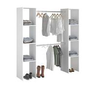 Miroytengo Vestidor Modular Abierto Custom para Dormitorio en Color Blanco Incluye 2 Modulo A con 6 Estantes y 2 Barra Colgadora 176x180 cm