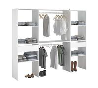 Miroytengo Vestidor Modular Abierto Custom para Dormitorio en Color Blanco Incluye 2 Modulo D con 6 Estantes, 2 Cajones y 2 Barra 220x180 cm