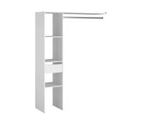 Vestidor modular abierto custom para dormitorio en color blanco incluye modulo c con 3 estantes, 1 cajón y barra 138x180 cm