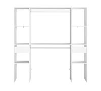 Vestidor modular abierto custom para dormitorio en color blanco incluye modulo c con 6 estantes, 2 cajones y 2 barra 176x180 cm