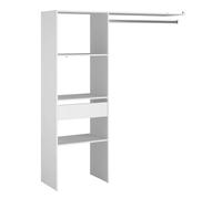 Vestidor modular abierto custom para dormitorio en color blanco incluye modulo d con 3 estantes, 1 cajón y barra 160x180 cm 161 cm