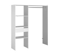 Vestidor modular abierto custom para dormitorio en color blanco incluye modulo d + e con 3 estantes, 1 cajón y barra 162x180 cm 180 cm