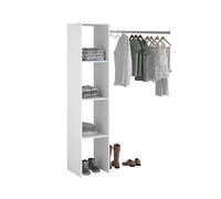 Vestidor modular abierto custom para dormitorio en color blanco incluye modulo d + f con 7 estantes y 2 barra 193x203x40 cm