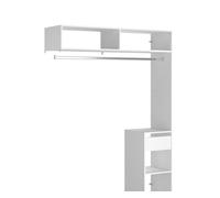Vestidor modular abierto custom para dormitorio en color blanco incluye modulo f con 4 estantes y barra colgadora 104x204 cm