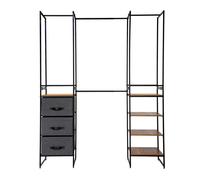 Vestidor modular abierto tissa negro y madera 180x190 cm 47 cm