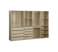 Vestidor modular de 4 elementos, modulo, natural, 260x45x180 cm