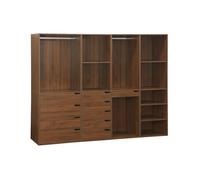 Vestidor modular de 4 elementos, nepal, nogal, 260x45x180 cm