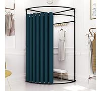 Vestidor portátil - Probador de privacidad para centro comercial y oficina, marco de metal, incluye cortina de sombreado, barra colgante y gancho, divisor de habitación ideal para tienda de ropa