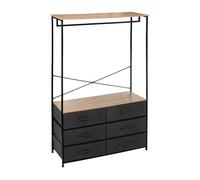 Vestidor tissa con 6 cajones 1 barra colgadora roble claro y gris oscuro acero 100x167 cm