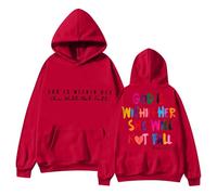 Vestidos 2026 para mujer en 2024, sudadera con capucha The Lady With God Will Be Is Her Heart And She Not Fall., rosso, S