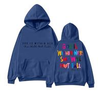 Vestidos 2026 para mujer en 2024, sudadera con capucha The Lady With God Will Be Is Her Heart And She Not Fall., azul oscuro, L