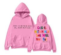 Vestidos 2026 para mujer en 2024, sudadera con capucha The Lady With God Will Be Is Her Heart And She Not Fall., rosa, S