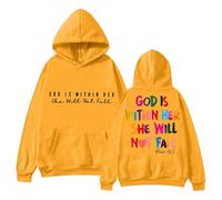 Vestidos 2026 para mujer en 2024, sudadera con capucha The Lady With God Will Be Is Her Heart And She Not Fall., amarillo, XL