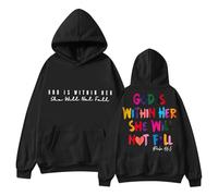 Vestidos 2026 para mujer en 2024, sudadera con capucha The Lady With God Will Be Is Her Heart And She Not Fall., Negro, XXL