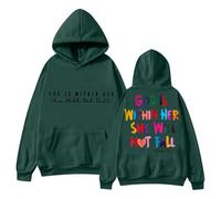 Vestidos 2026 para mujer en 2024, sudadera con capucha The Lady With God Will Be Is Her Heart And She Not Fall., verde oscuro, S