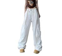 Vestidos 2026 para mujer, pantalones cargo holgados, ropa de calle, hip hop, pantalones deportivos con cordón, pantalones casuales sueltos de pierna ancha, blanco, XL