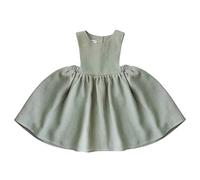 Vestidos anchos acampanados de lino y algodón para niñas pequeñas, vintage, sin mangas, color liso, para bebé, casual, verano, primavera, cuello redondo, ropa de angustia, verde, 2-3 años