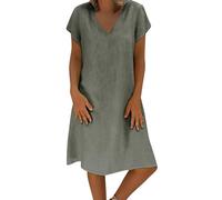 Vestidos camiseros para mujer, talla grande, vestidos de lino para mujer, verano del Reino Unido, vestido camisero, talla grande, vestido de verano de manga corta, vestido de algodón y lino, vestido