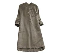 Vestidos camiseros para mujer, vestidos casuales de verano para mujer, camisas de manga larga con botones, vestido midi de algodón, color sólido, vestido casual con bolsillos, vestido de verano de
