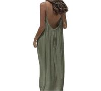 Vestidos Camisola sin Espalda for Mujer,Vestido Largo con Espalda Abierta sin Mangas de Verano 2026,Vestido Largo de Verano(Matcha Green,XL)