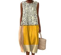 Vestidos Casual Mujer Lino Algodón - Estilo Bohemio Dress sin Mangas con Bolsillos, Vestido Verano Suelto Estampado, Ideal para Vacaciones o Día a Día