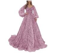 Vestidos Casual Mujer - Vestidos Verano Mujer 2025 - Vestido De Noche De Manga Larga con Cojín En El Pecho Y Cremallera En La Espalda con Cuentas A La Moda para Mujer