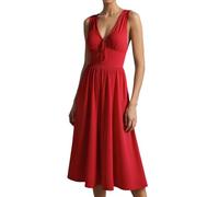 Vestidos casuales de moda para invitadas de boda para mujer, cuello en V, formal, sin mangas, para viajes y vacaciones, rosso, XXL