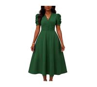 Vestidos casuales de primavera para mujer 2025 para verano, negocios, trabajo, por debajo de la rodilla, sin mangas, acampanado, plisado, vestido de cóctel, Verde, XL