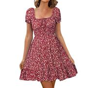 Vestidos Corto Mujer Verano Estampado Floral Moda Casual Fiesta Vestidos Manga Corta Cuello Redondo Basic Suelto Elegante Vestidos de Noche Diario Mini Playa Vacaciones 2025