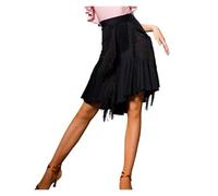 Vestidos Danza Latina Falda Corta de Baile Latino for niñas, Mujeres y Adultos, con borlas, Ideal for práctica, Swing, Tango Otras presentaciones(Black Skirt,L)