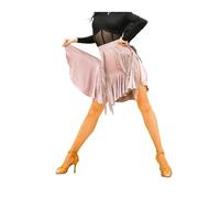 Vestidos Danza Latina Falda Corta de Baile Latino for niñas, Mujeres y Adultos, con borlas, Ideal for práctica, Swing, Tango Otras presentaciones(Rose Pink Skirt,M)