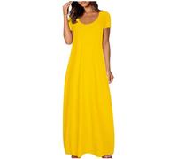 Vestidos de adolescencia festivos maxi vestido para mujer, vestido de camiseta de manga corta, monocolor, vestidos largos de verano 2024, vestido de verano moderno, vestido informal suelto, vestido de