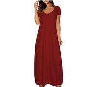 Vestidos de adolescencia festivos maxi vestido para mujer, vestido de camiseta de manga corta, monocolor, vestidos largos de verano 2024, vestido de verano moderno, vestido informal suelto, vestido de