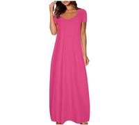 Vestidos de adolescencia festivos maxi vestido para mujer, vestido de camiseta de manga corta, monocolor, vestidos largos de verano 2024, vestido de verano moderno, vestido informal suelto, vestido de