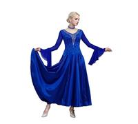 Vestidos de Baile salón for Mujer, Moderno, Gran Swing, Elegantes Trajes vals(Blue,S)