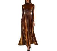 Vestidos De Carnaval Elegante Vestido Largo De Terciopelo Con Efecto Envuelto, Detalles De Cintura Y Plisados Para Ropa Casual Diaria 2026, amarillo, XXL