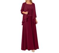 Vestidos de ChifóN de 2 Piezas para La Madre de La Novia Vestidos Largos de Encaje para Bodas Vestido de Noche de Tallas Grandes Encaje Vestido Elegante para Invitada de Boda