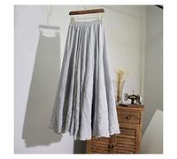 Vestidos de cóctel de las mujeres mujeres lino algodón largo faldas elástico cintura pleated Maxi faldas playa Boho Summer Skirts (color : Light Blue Size : 95CM Longitud) (Light Grey 85CM Longitud)