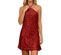 Vestidos de cóctel para mujer, con hombros descubiertos, minivestido de fiesta con purpurina y tirantes delgados, cuello de lentejuelas, elegante vestido de noche brillante, 04#_rd1, M