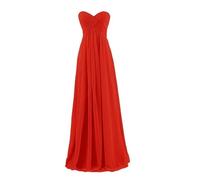 Vestidos de dama de honor Vestidos de dama honor elegantes sin tirantes, gasa, con pliegues y escote en forma corazón, for bodas, fiestas, noches, formales bailes graduación Para la noche(Red,12)
